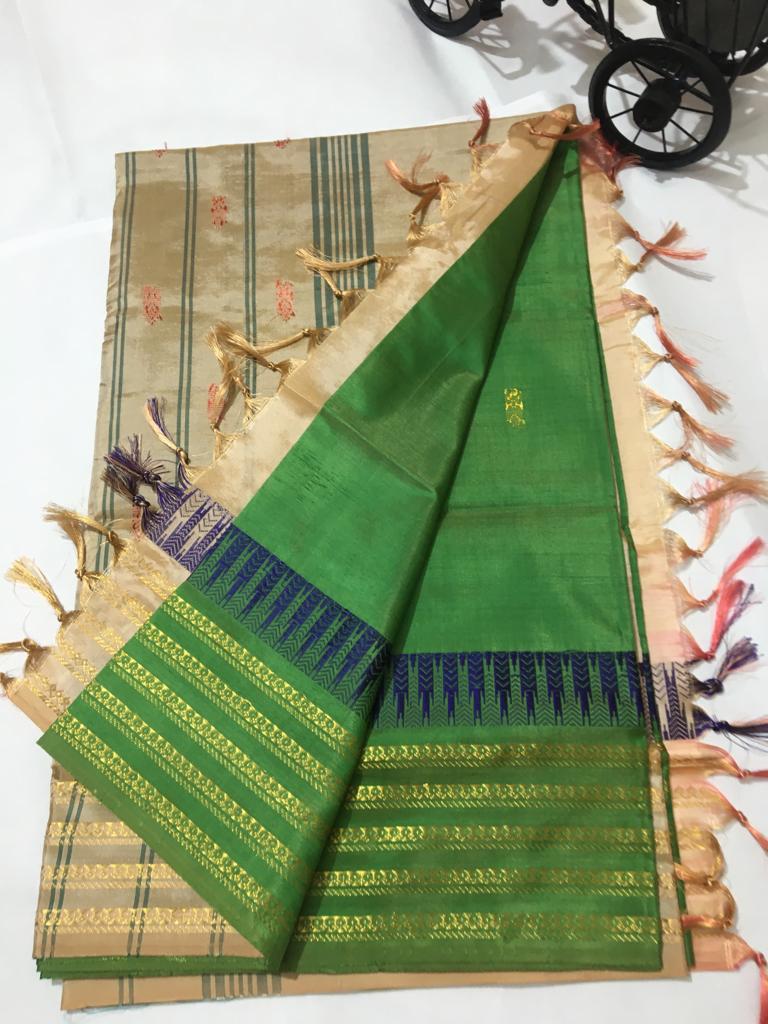 Banana Silk Korvai Pattern Saree