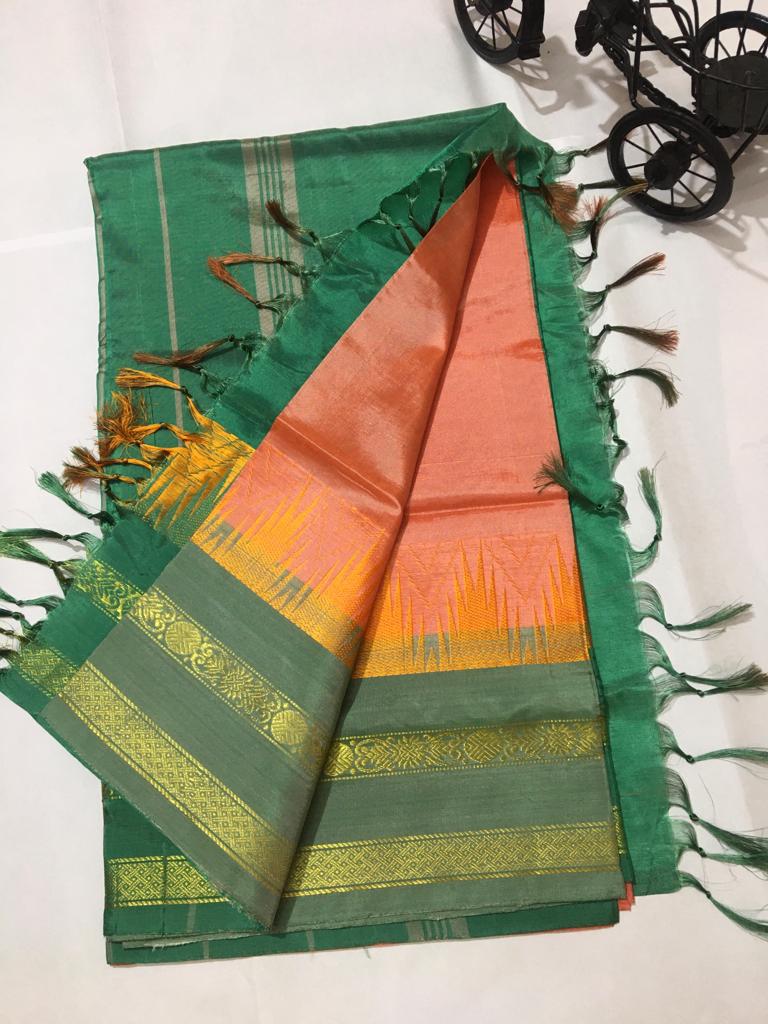 Banana Silk Korvai Pattern Saree