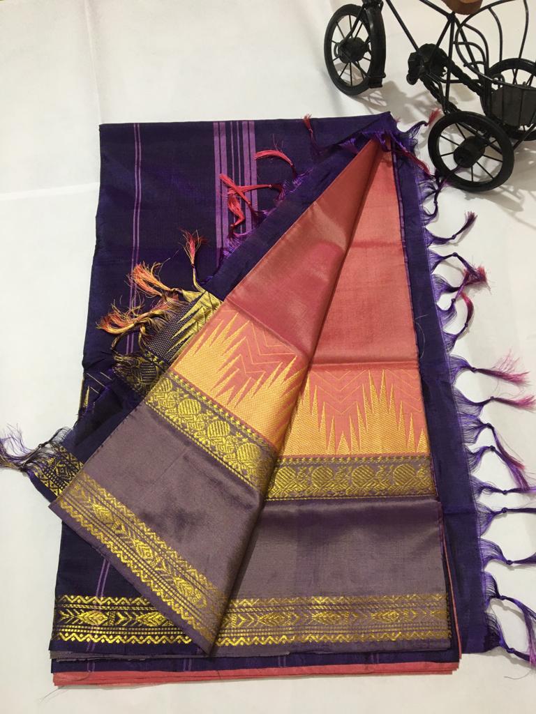 Banana Silk Korvai Pattern Saree