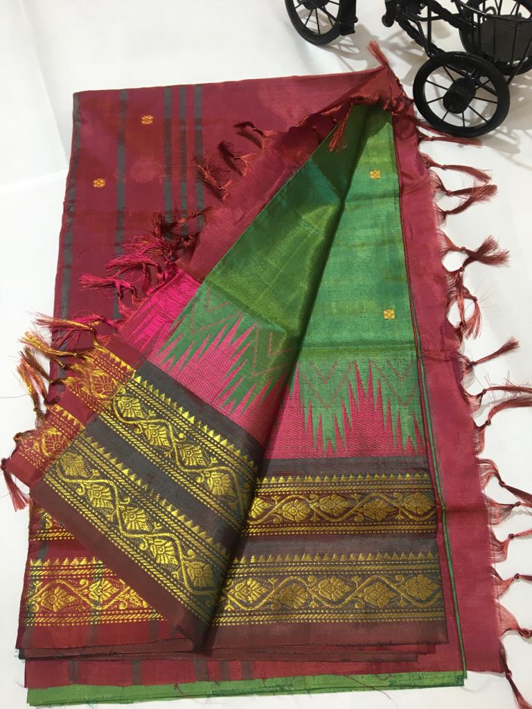 Banana Silk Korvai Pattern Saree