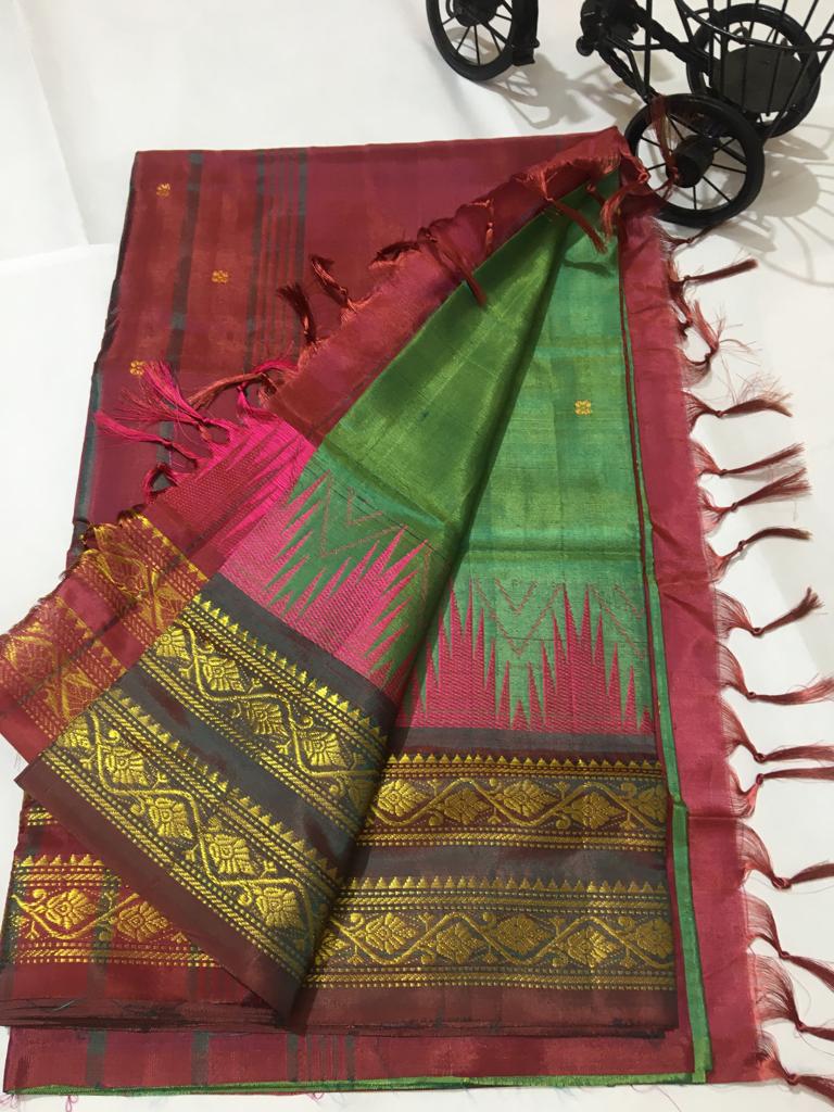 Banana Silk Korvai Pattern Saree