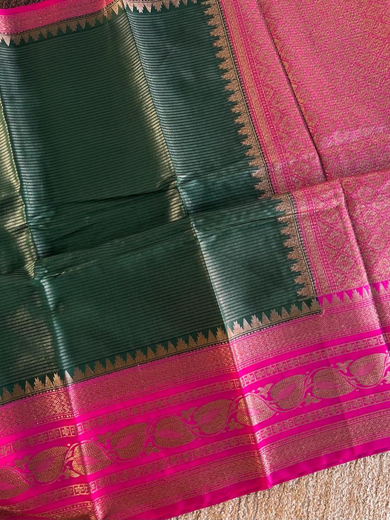 Vairaoosi and kattam pattern soft banarasi dupion silk saree