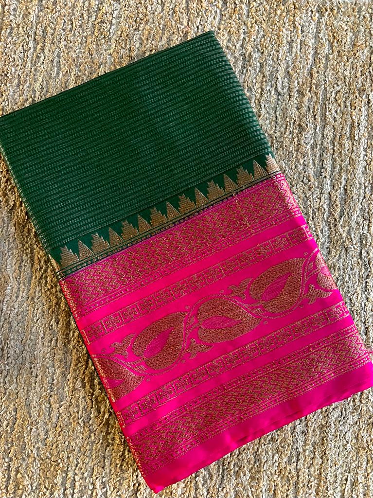 Vairaoosi and kattam pattern soft banarasi dupion silk saree