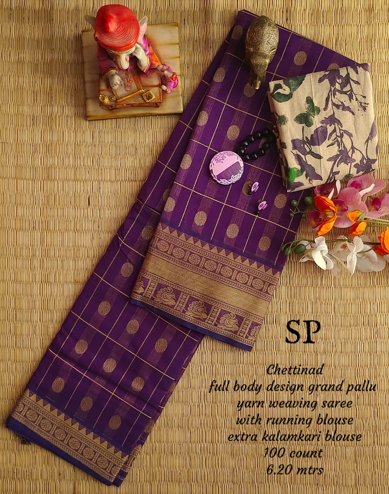 Chettinad 1000 Butta Yarn Woven Saree