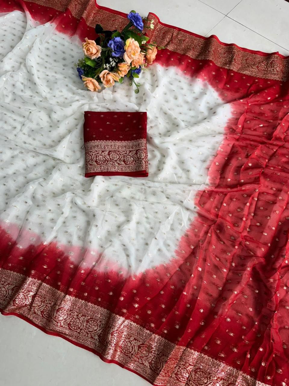 Durga Pooja Special Viscose Georgette Saree
