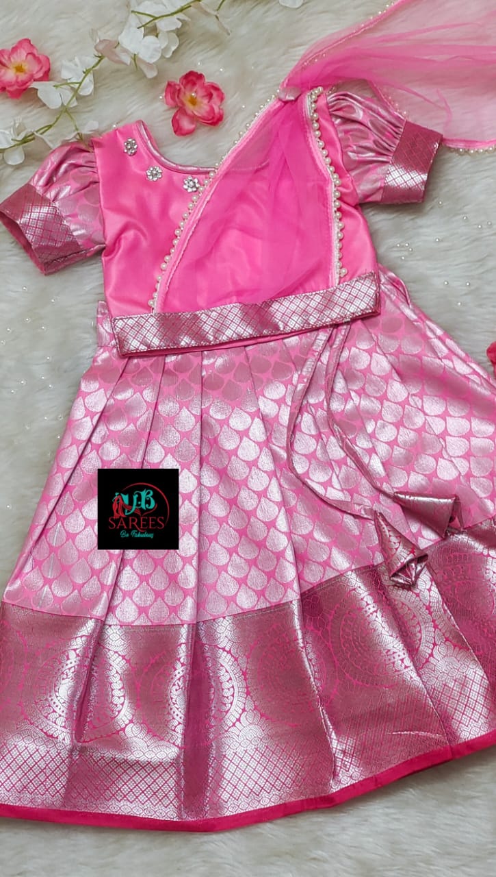 0 - 14 years Soft semi silk kids readymade paavadai sattai