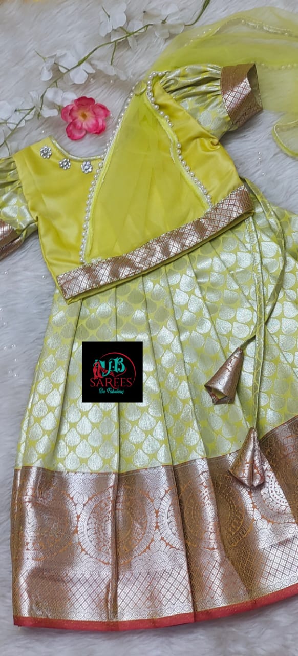 0 - 14 years Soft semi silk kids readymade paavadai sattai