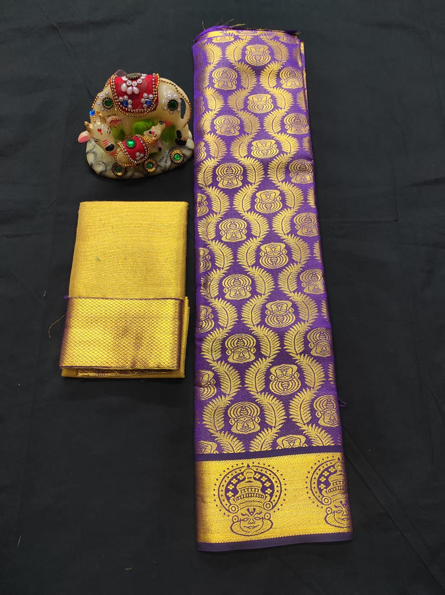 6 months - 3 years samuthrika semi silk pattu pavadai material for kids - Vannamayil Fashions