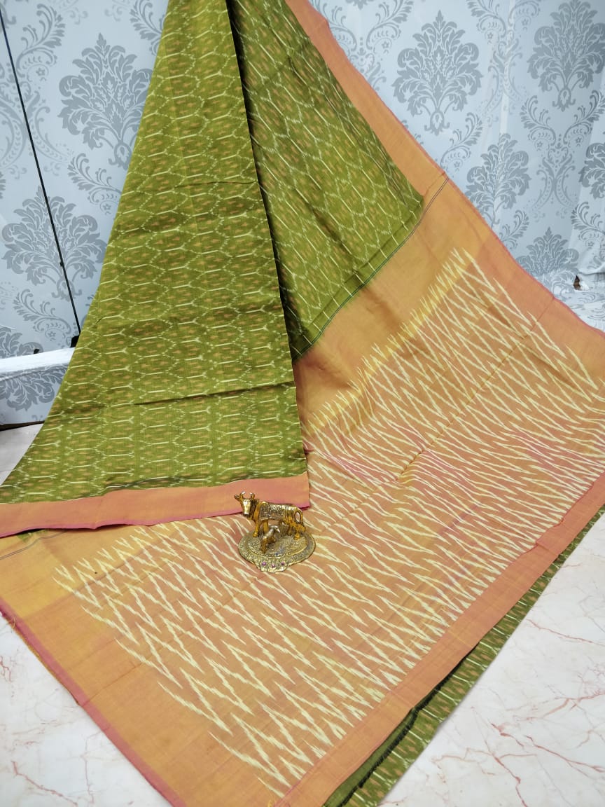 Ikkat pochampally handloom pure mercerized cotton saree - Vannamayil Fashions