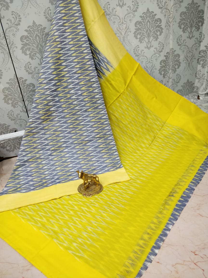Ikkat pochampally handloom pure mercerized cotton saree - Vannamayil Fashions