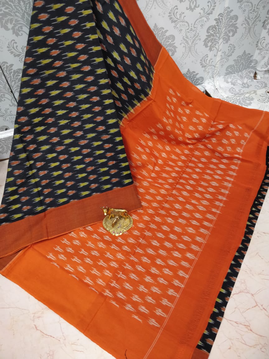 Ikkat pochampally handloom pure mercerized cotton saree - Vannamayil Fashions