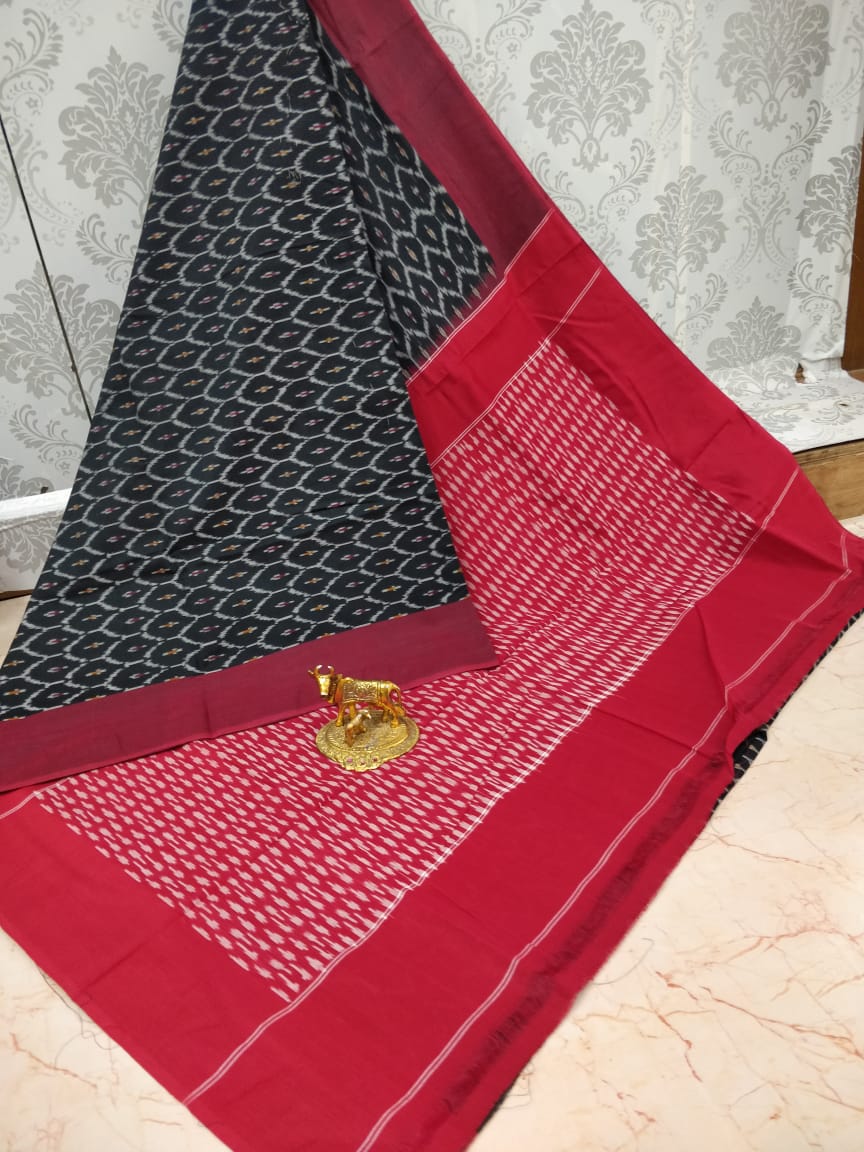Ikkat pochampally handloom pure mercerized cotton saree - Vannamayil Fashions