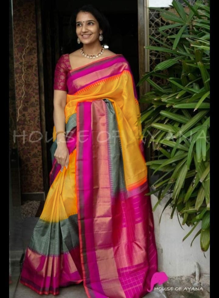 Ikkat pure silk saree - Vannamayil Fashions