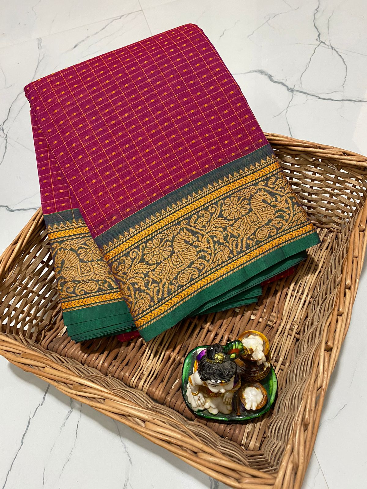 Kanchi cotton mini 1000 butta worked on saree - Vannamayil Fashions