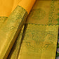 Pure silk kanchipuram plain in yellow with green color saree - Vannamayil Fashions