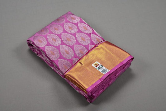 Pure silk handloom kanchipuram in dark pastel pink colour saree - Vannamayil Fashions