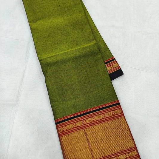 Mangalagiri cotton beautiful mini kanchi zari border full plain saree - Vannamayil Fashions