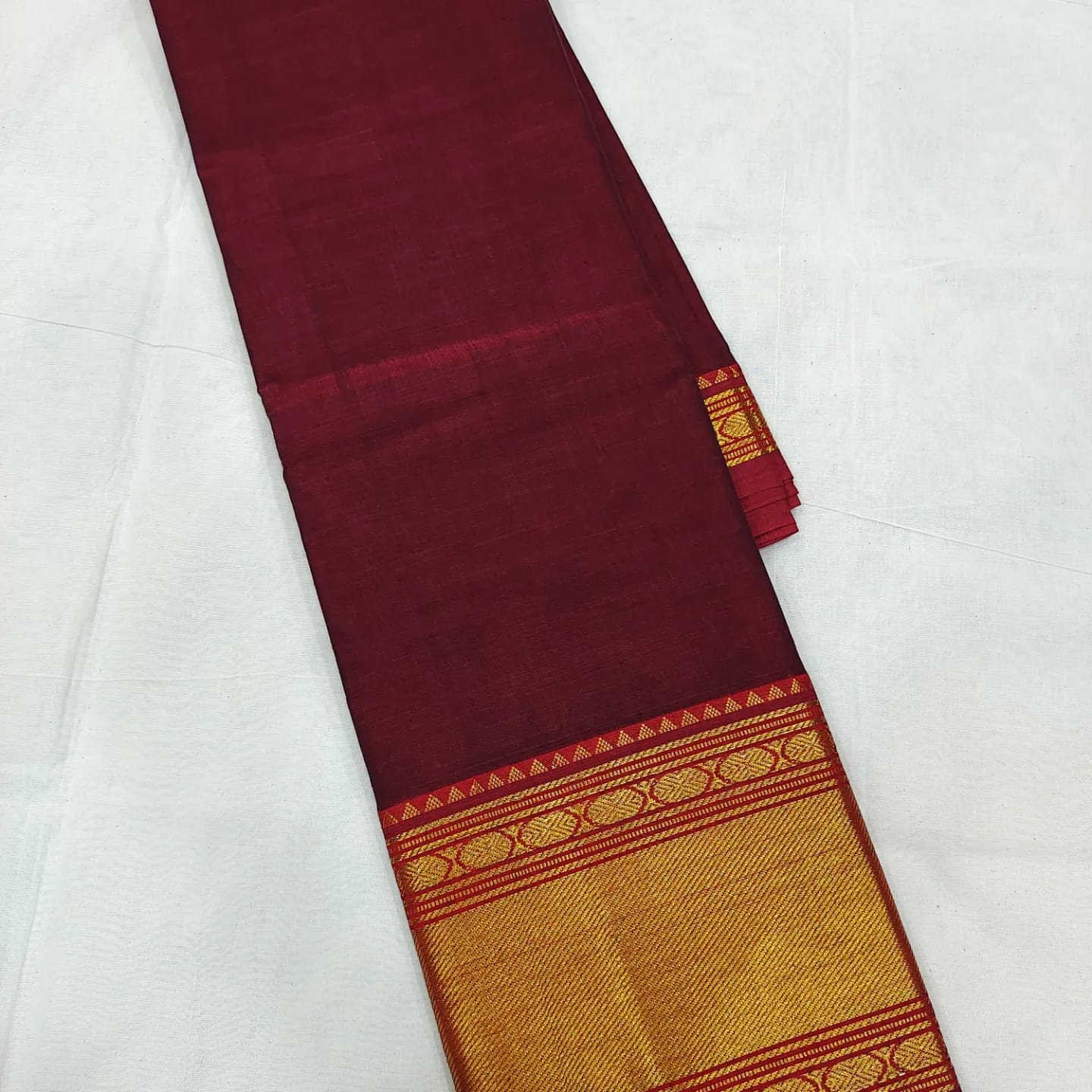 Mangalagiri cotton beautiful mini kanchi zari border full plain saree - Vannamayil Fashions