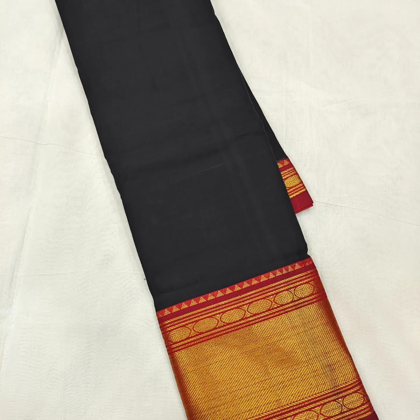 Mangalagiri cotton beautiful mini kanchi zari border full plain saree - Vannamayil Fashions