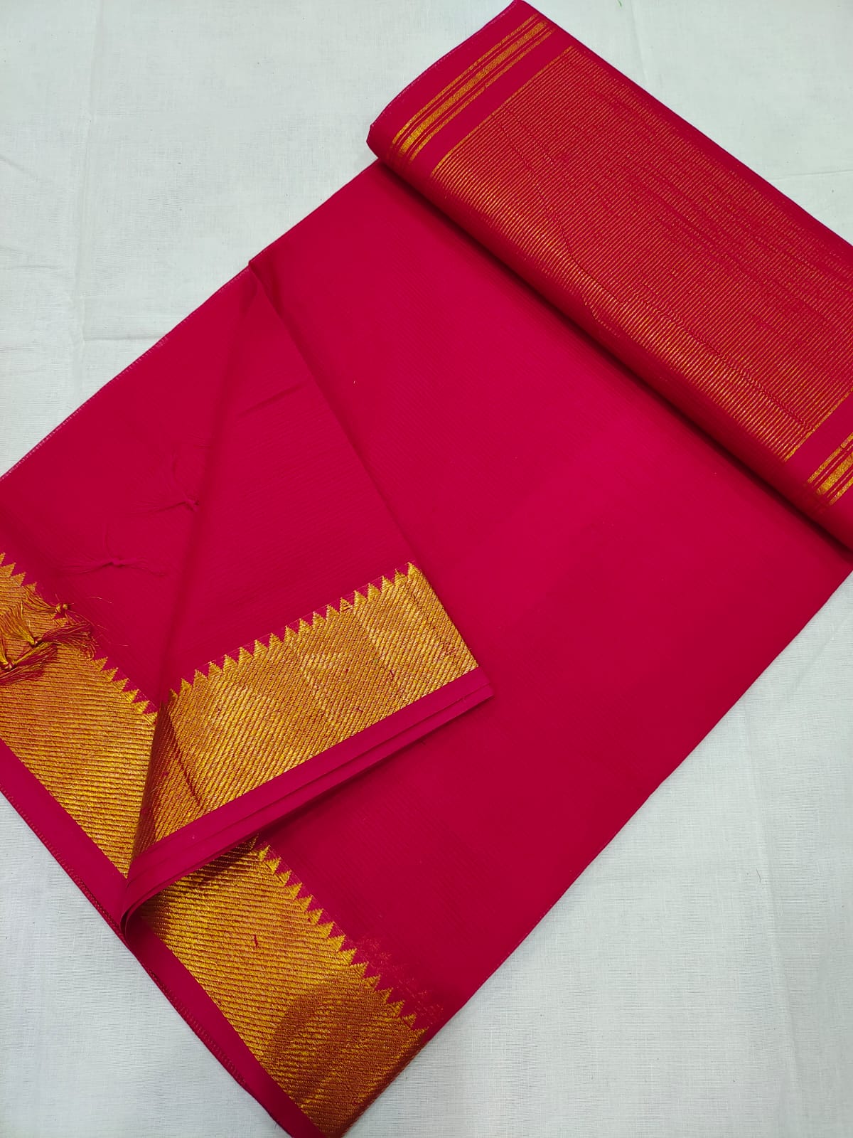 Mangalagiri pure 100 handloom cotton beautiful plain saree - Vannamayil Fashions