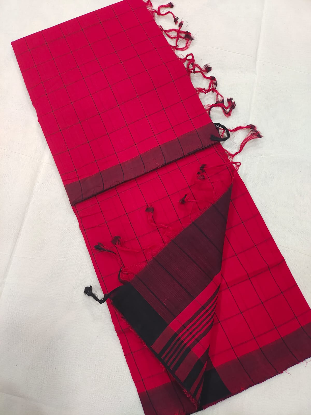 Mangalagiri pure cotton beautiful check saree - Vannamayil Fashions