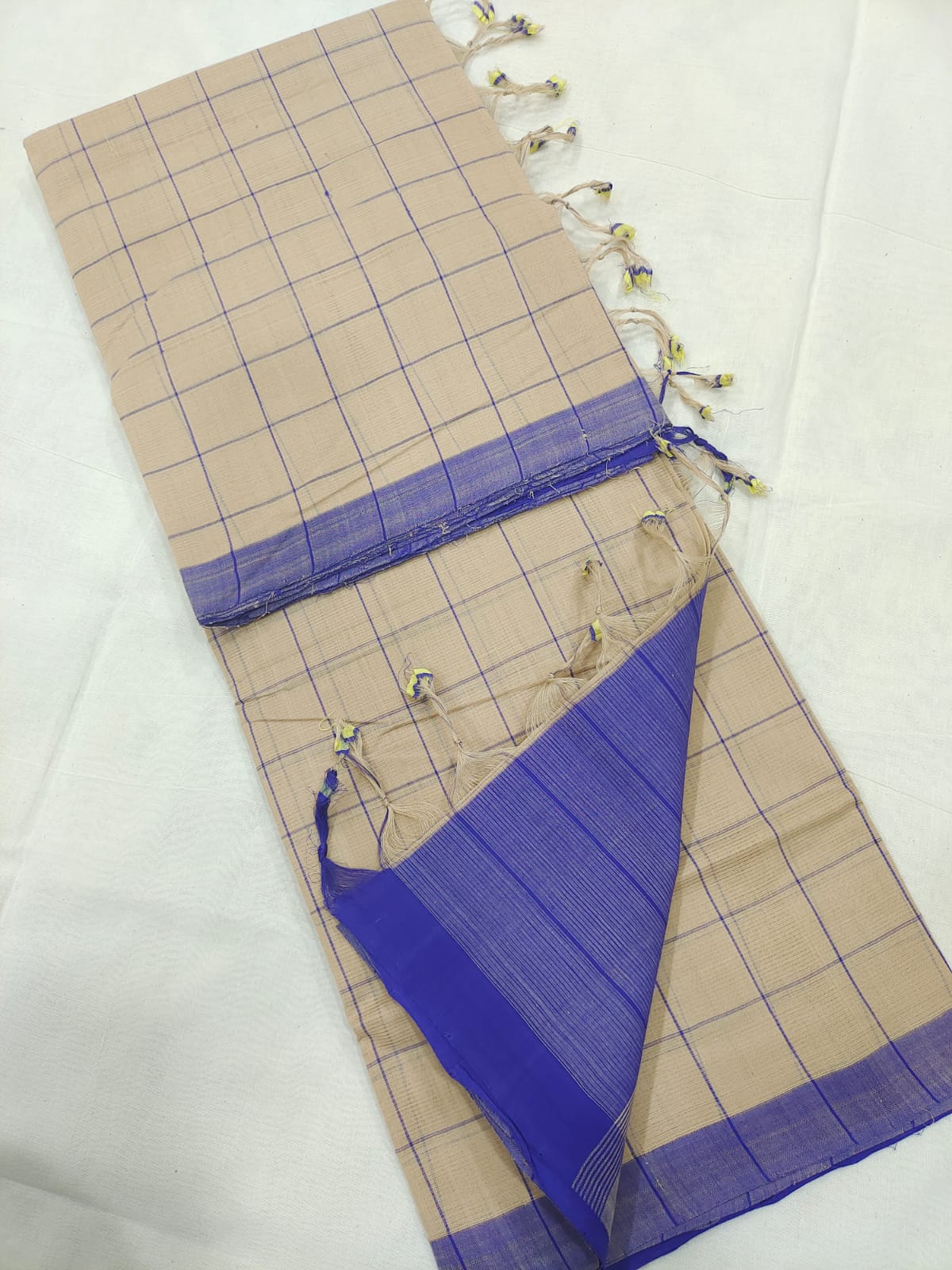 Mangalagiri pure cotton beautiful check saree - Vannamayil Fashions