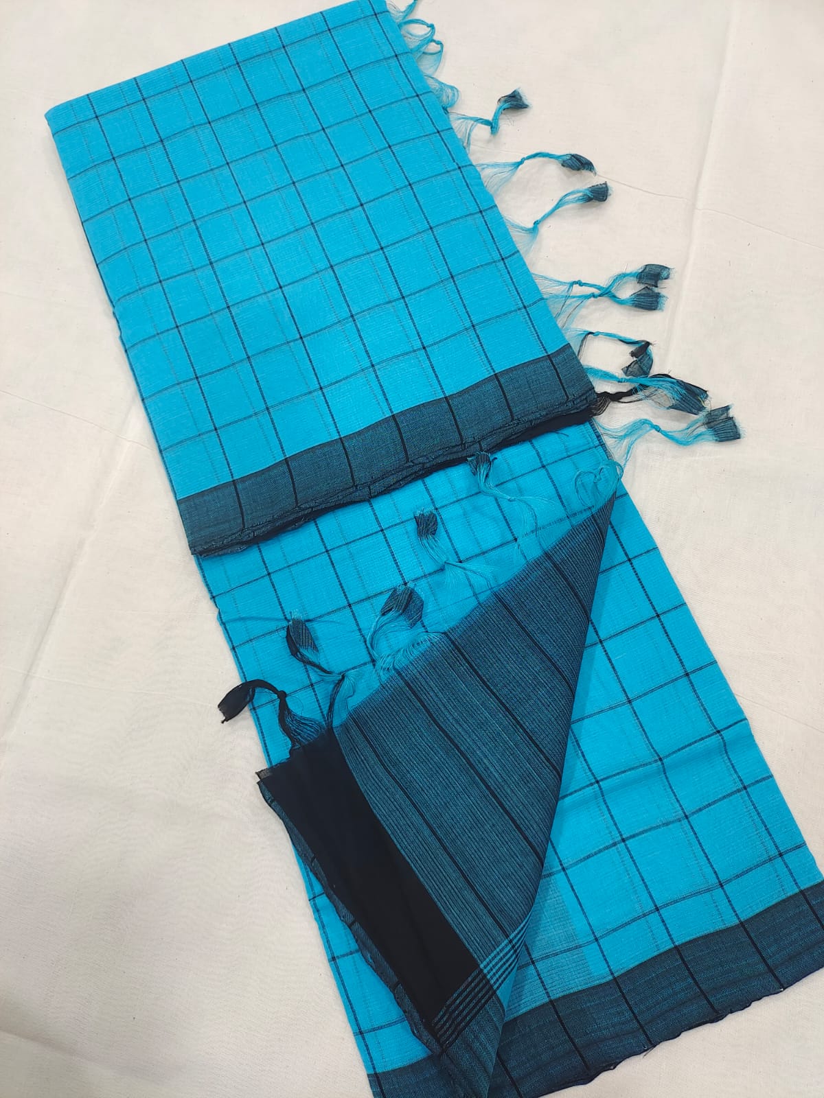 Mangalagiri pure cotton beautiful check saree - Vannamayil Fashions