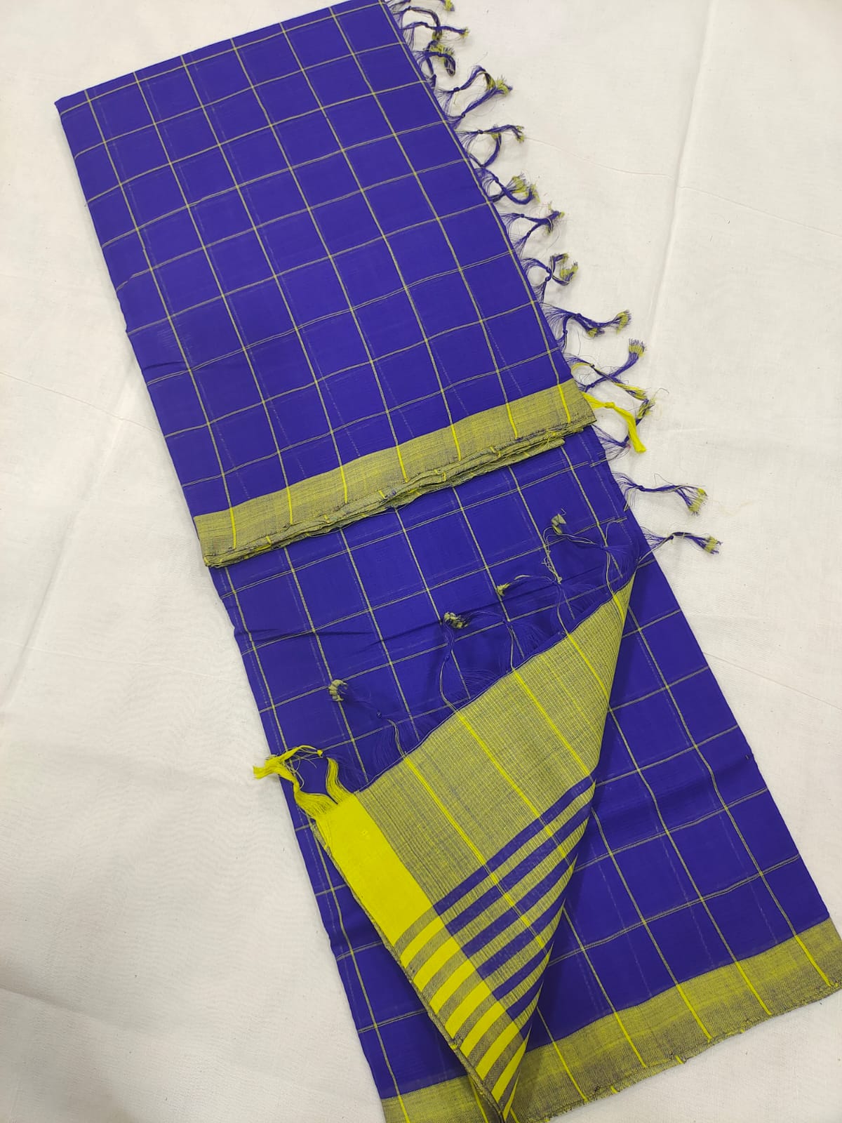 Mangalagiri pure cotton beautiful check saree - Vannamayil Fashions