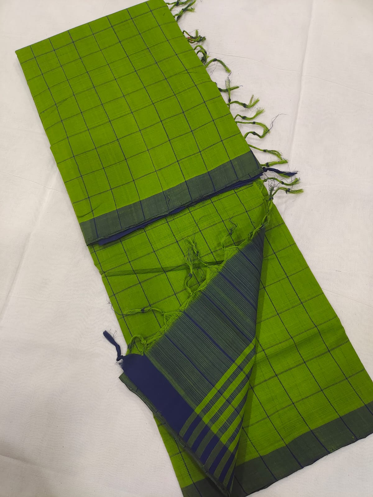 Mangalagiri pure cotton beautiful check saree - Vannamayil Fashions