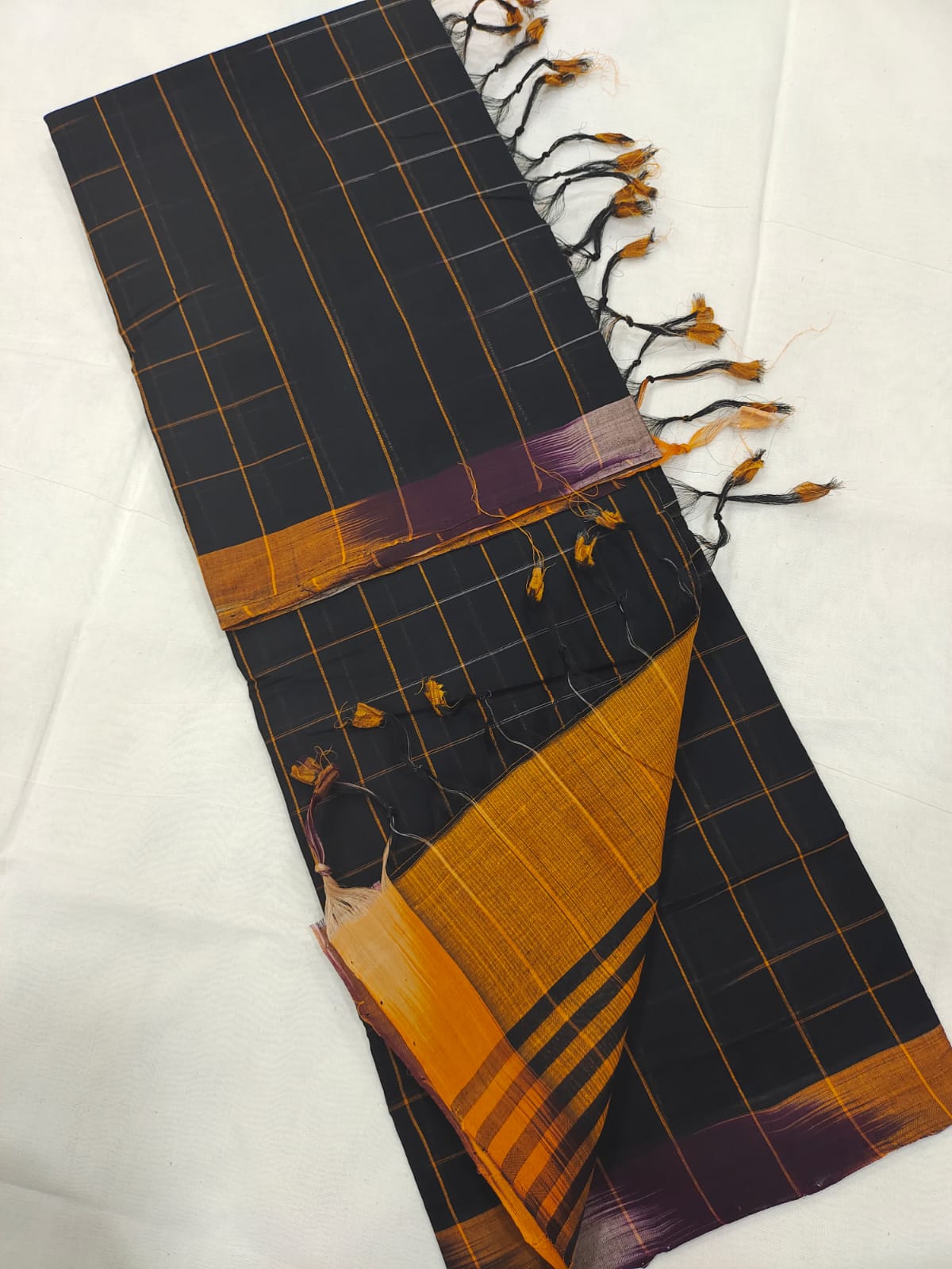 Mangalagiri pure cotton beautiful check saree - Vannamayil Fashions