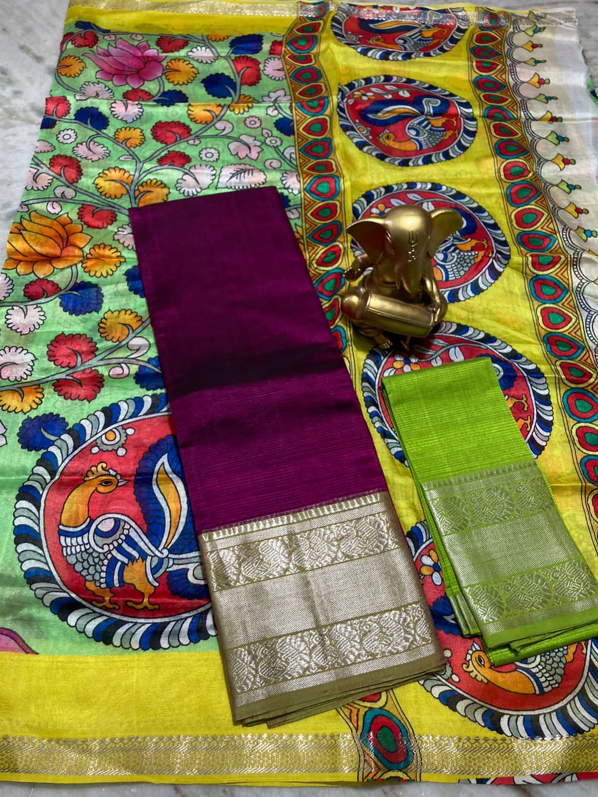 Mangalagiri pure pattu by cotton lehenga set - Vannamayil Fashions