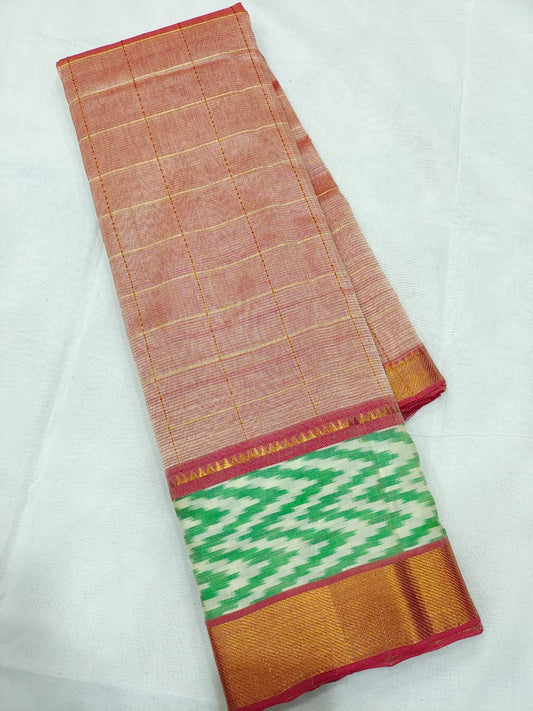 Manglagiri pattu pochampalli zari border beautiful zari check saree - Vannamayil Fashions