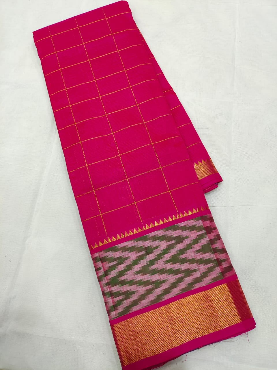 Manglagiri pattu pochampalli zari border beautiful zari check saree - Vannamayil Fashions