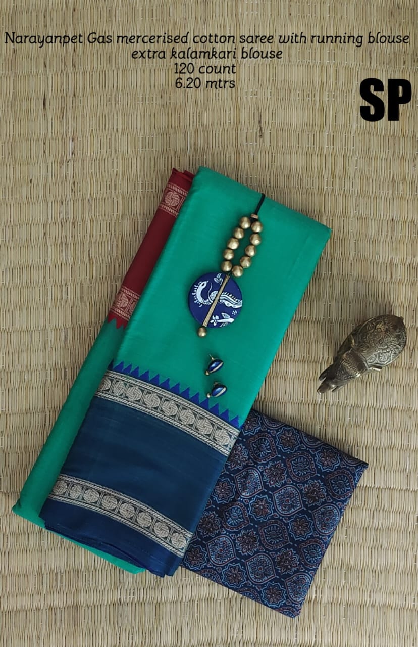 Narayanpet machine gas mercerized cotton saree - Vannamayil Fashions