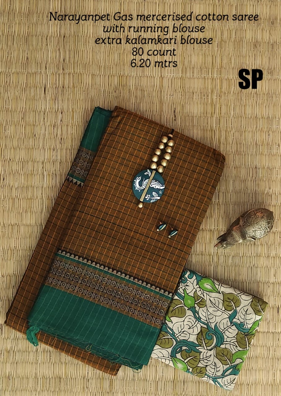 Narayanpet pure mercerized cotton saree - Vannamayil Fashions