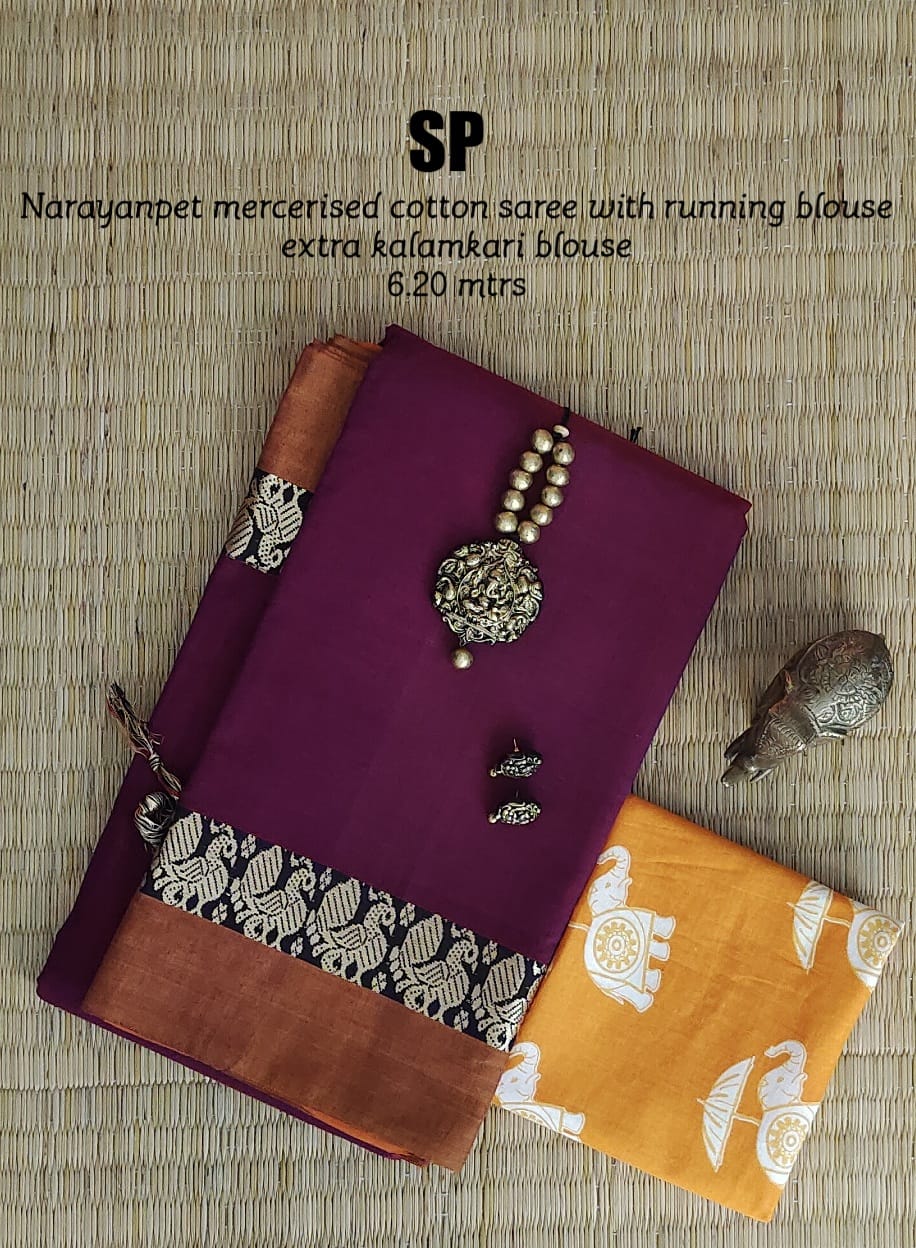 Narayanpet pure mercerized cotton saree - Vannamayil Fashions