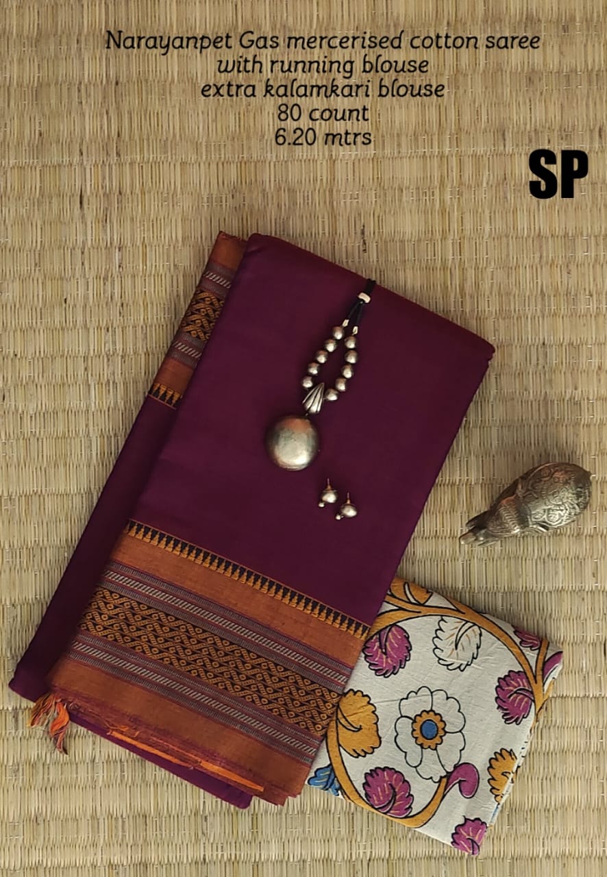 Narayanpet pure mercerized cotton saree - Vannamayil Fashions