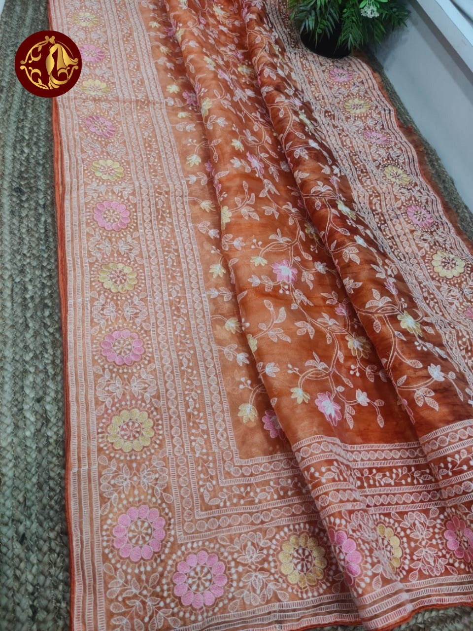 Organza kashmiri thread work saree - Vannamayil Fashions