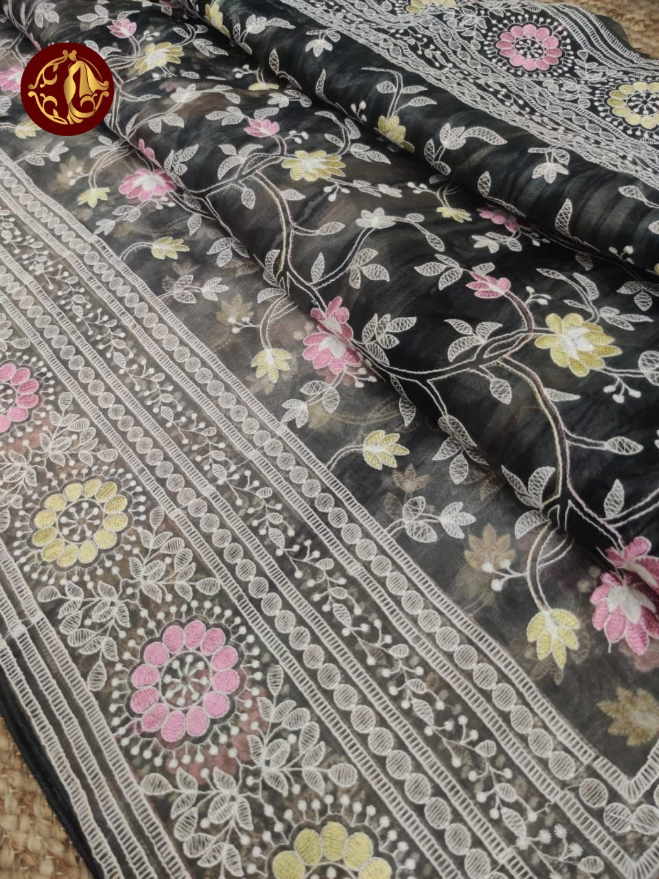 Organza kashmiri thread work saree - Vannamayil Fashions