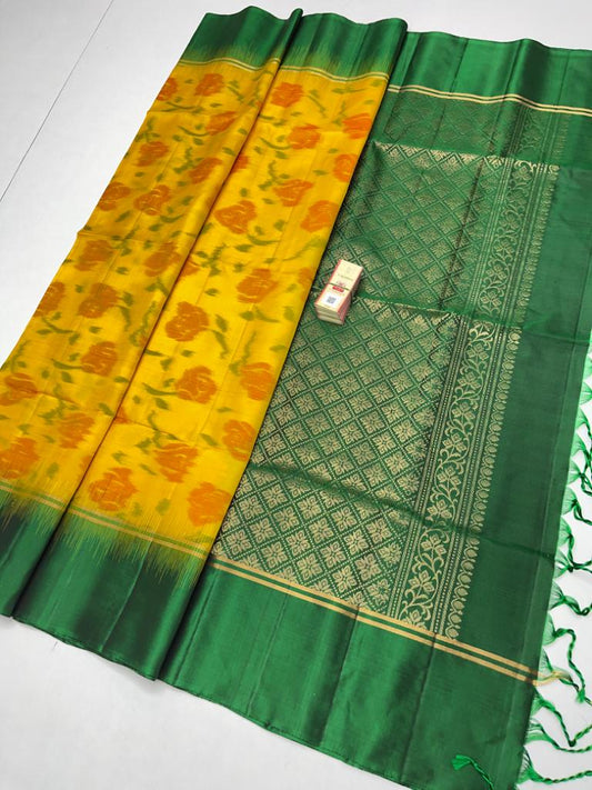 Pure handloom pochampalli ikkat design all over the body soft silk saree - Vannamayil Fashions