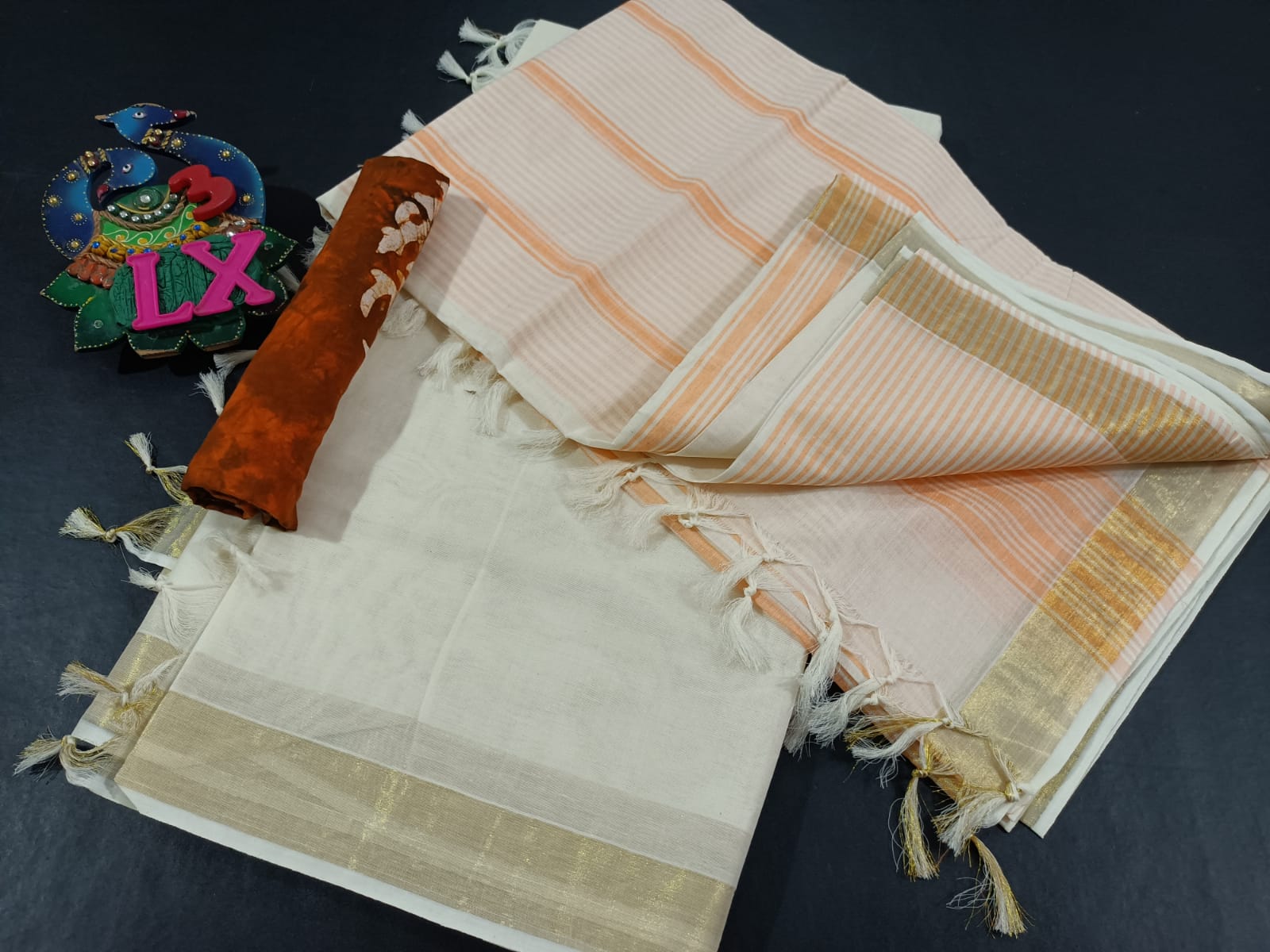 Pure soft cotton zari border saree - Vannamayil Fashions