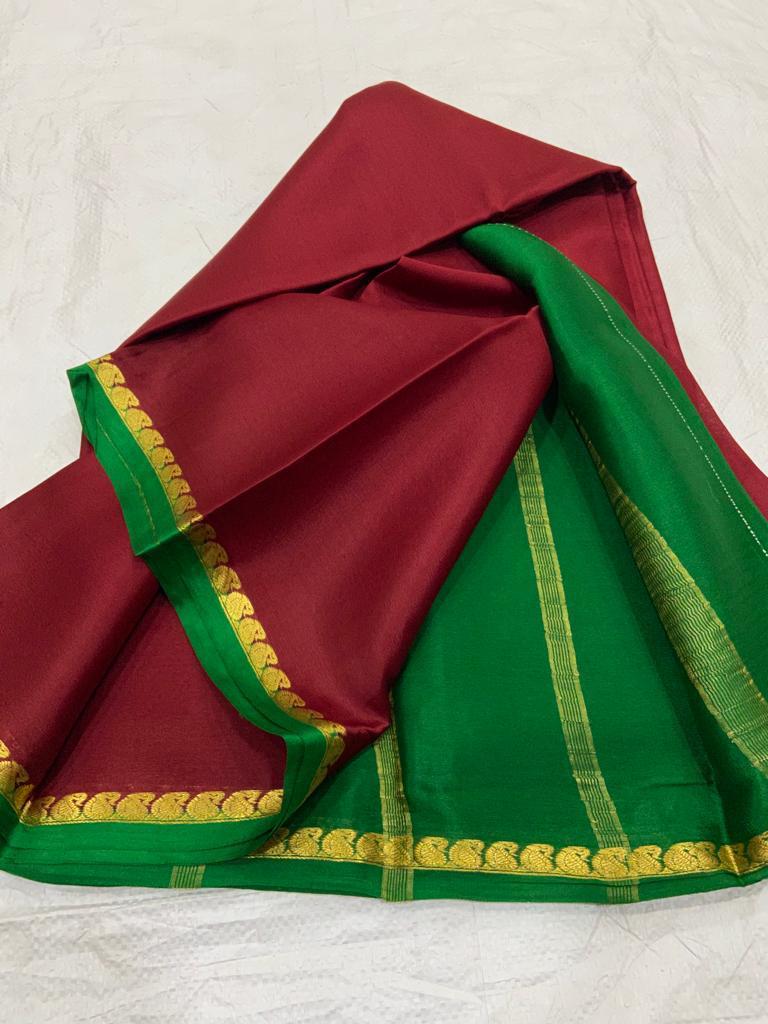 Pure mysore silk saree with mango border