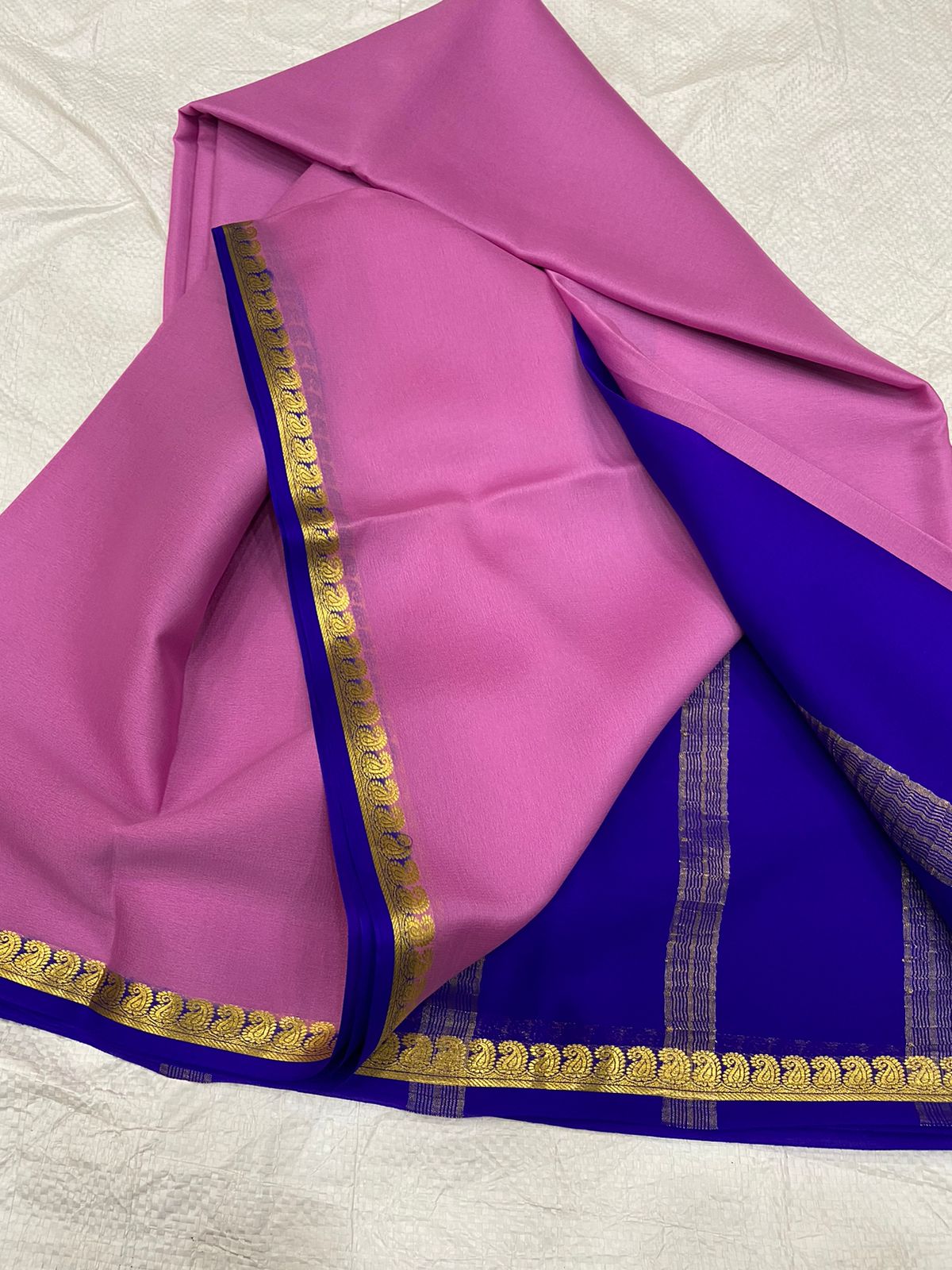 Pure mysore silk saree with mango border