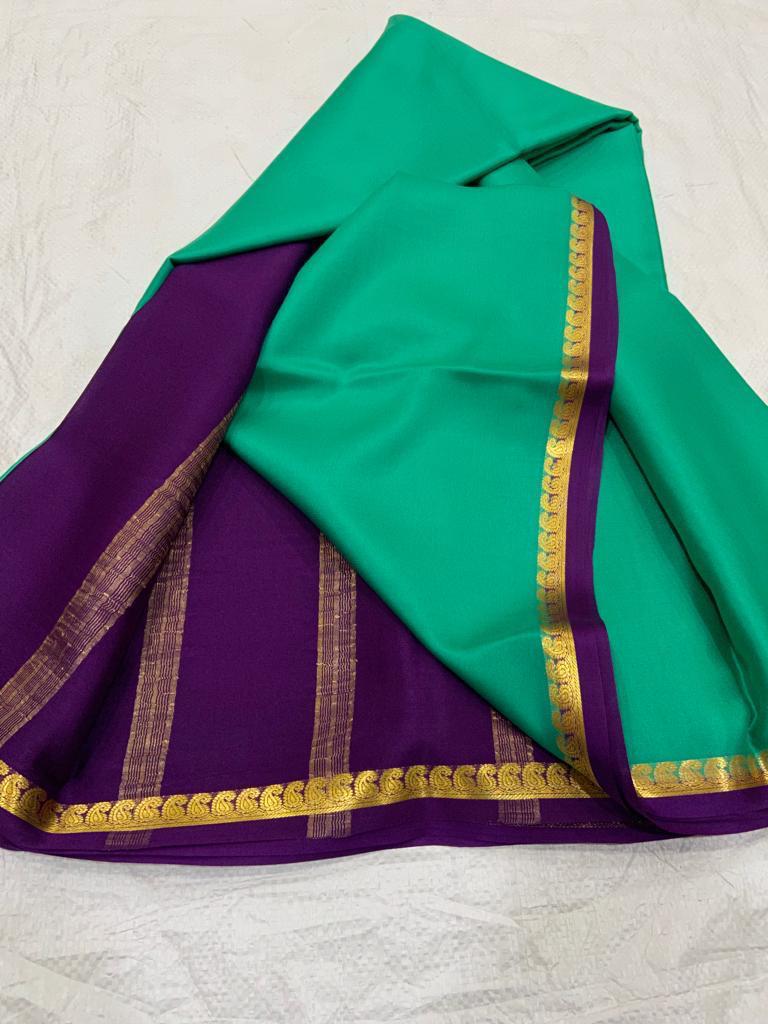 Pure mysore silk saree with mango border