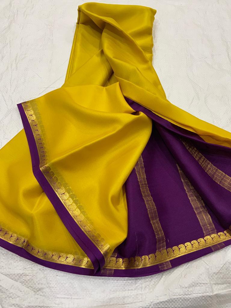 Pure mysore silk saree with mango border