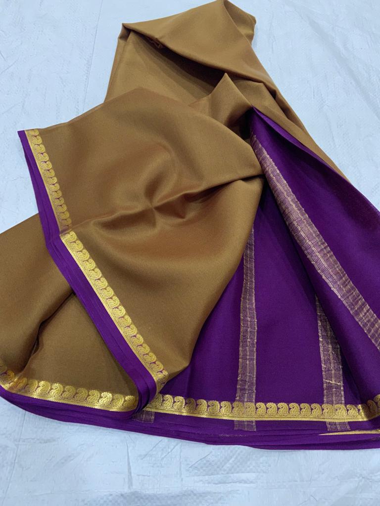 Pure mysore silk saree with mango border