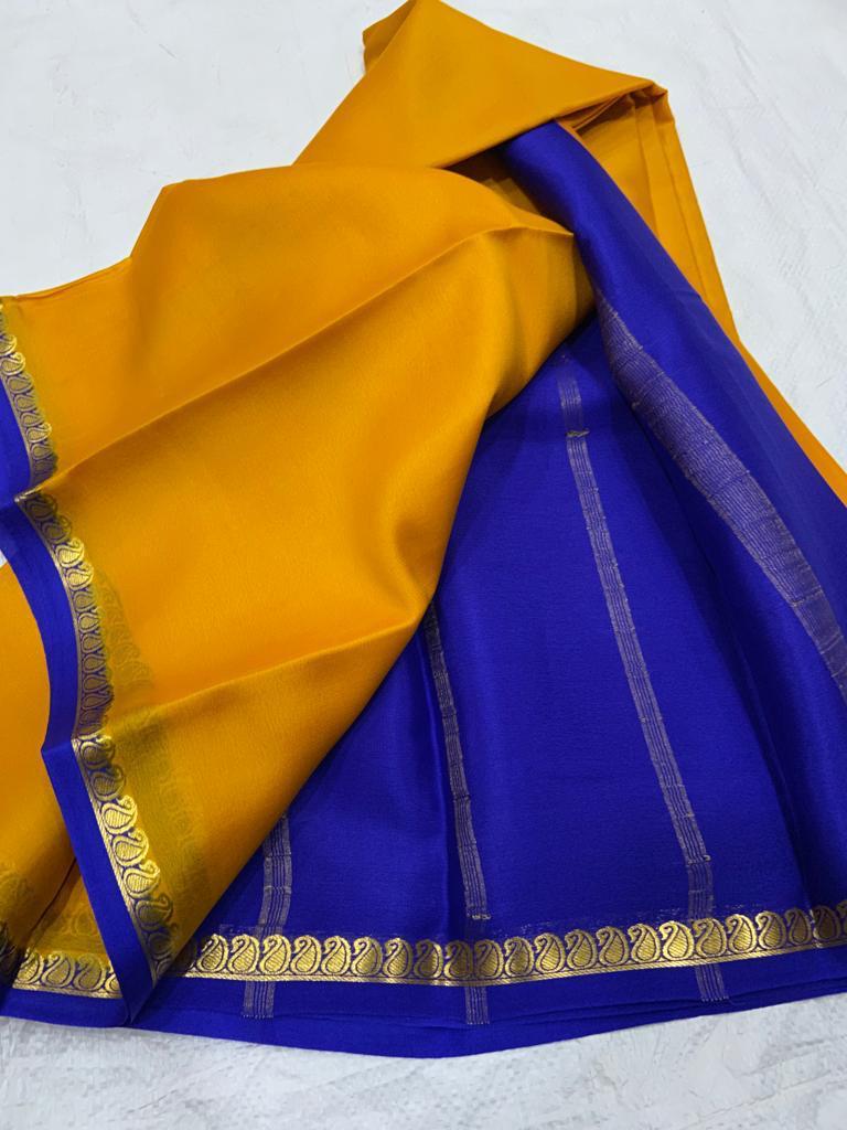 Pure mysore silk saree with mango border