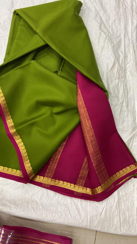 Pure mysore silk saree with mango border
