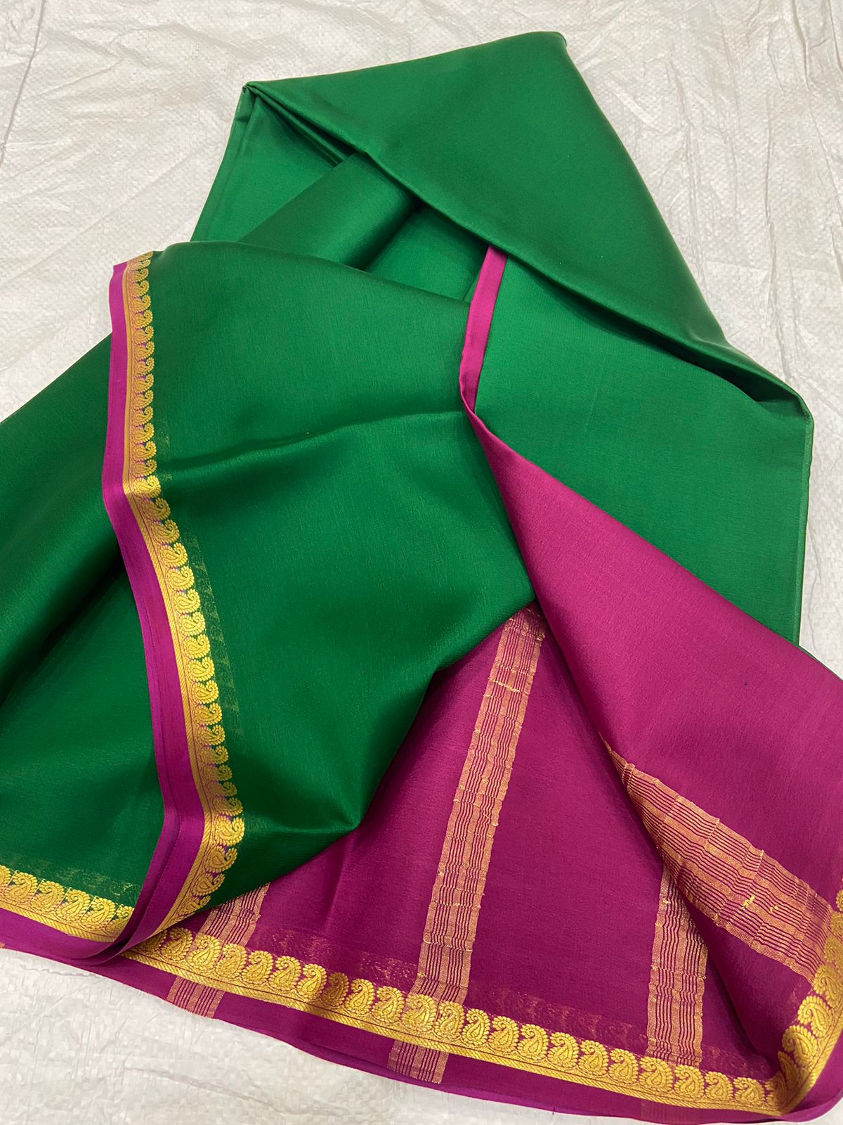 Pure mysore silk saree with mango border