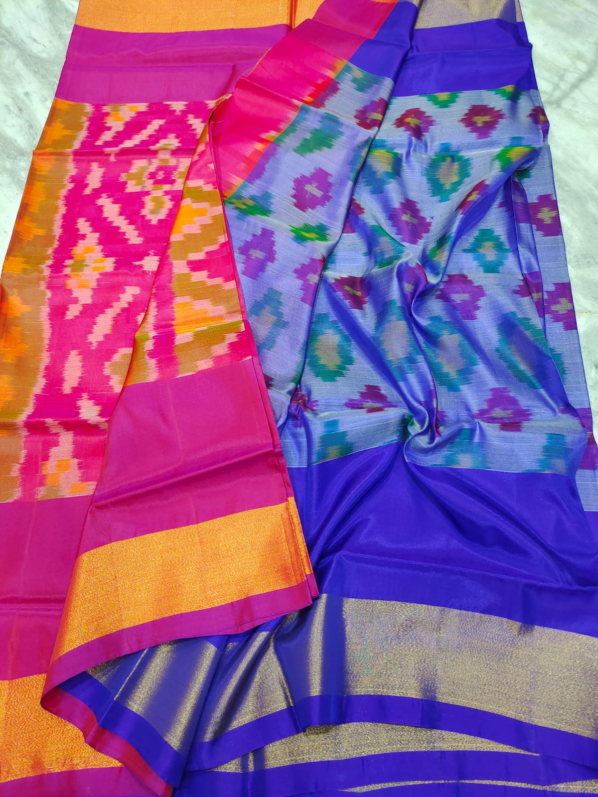 Mangalagiri 100 pattu pochampalli ikkat design saree